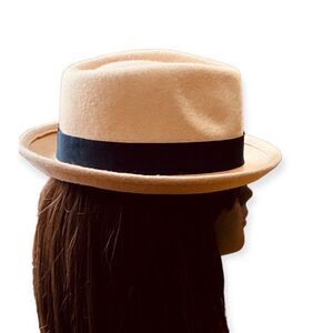 Tan Trilby Fedora Hat with Wide Band NEW